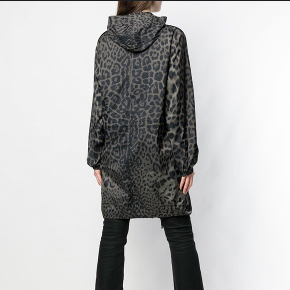 Saint Laurent Paris - Leopard Print/Dark Grey Polyamide Parka - Size F40 - $4500 - Picture 8 of 10
